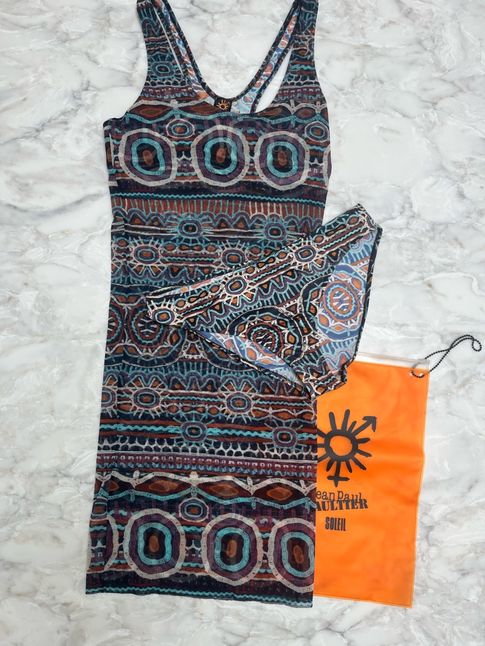 Jean Paul Gaultier Women's Multicolor Tribal Swim Hybrid - Teal, Brown & Orange